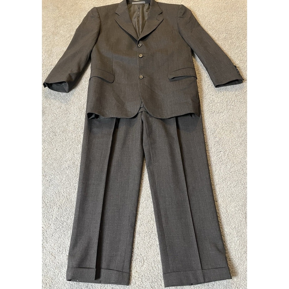 Giorgio Cosani 2 Piece Wool Suit Mens Sz 44 R Charcoal Gray 3-Button Formal